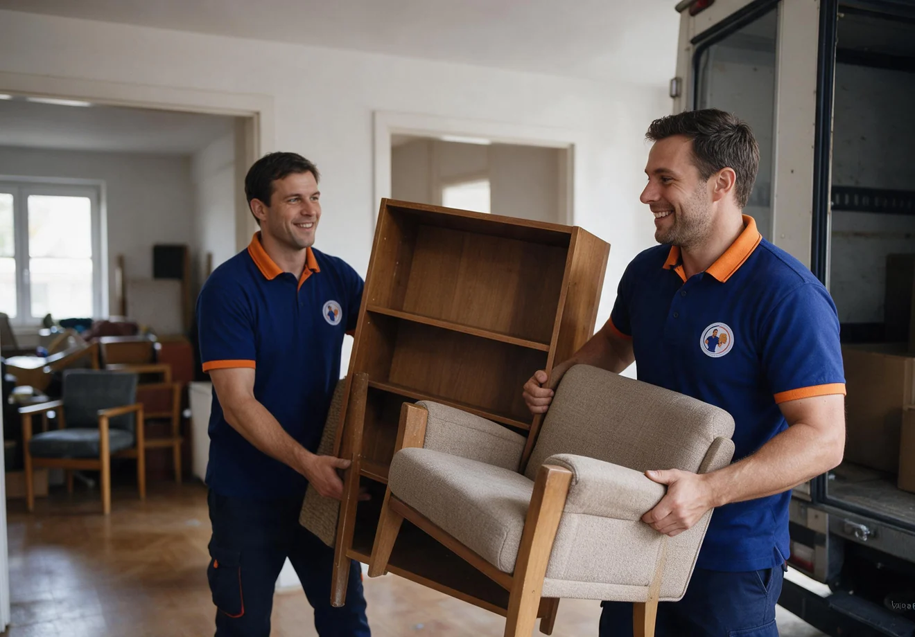 Gut erhaltene Möbel werden für eine Spendenorganisation verladen