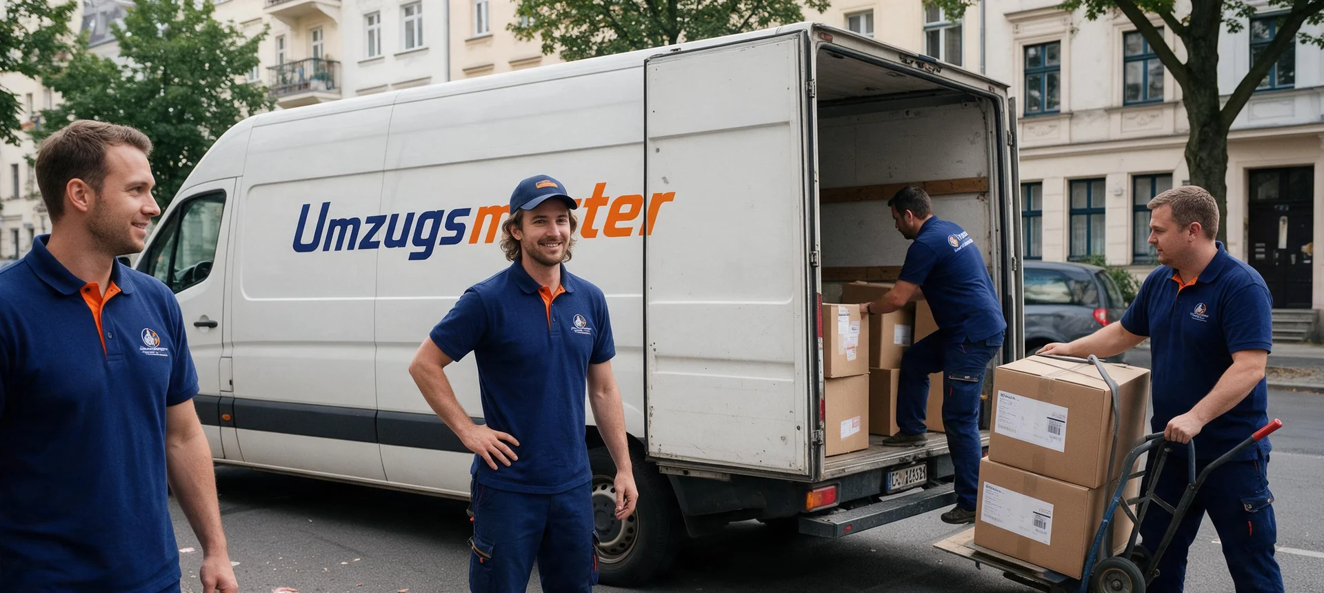 Umzugsteam von Umzugsmaster belädt einen Transporter in Berlin